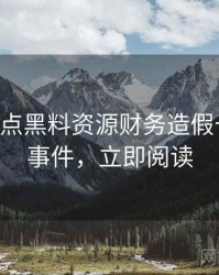 0155. 盘点黑料资源财务造假十大焦点事件，立即阅读