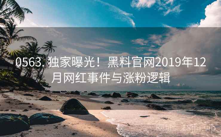 0563. 独家曝光！黑料官网2019年12月网红事件与涨粉逻辑