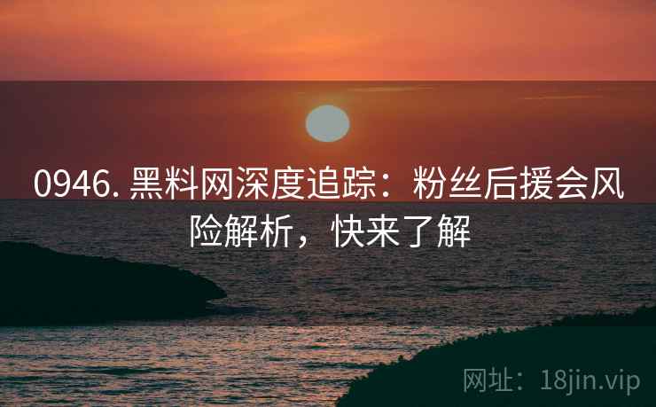 0946. 黑料网深度追踪：粉丝后援会风险解析，快来了解