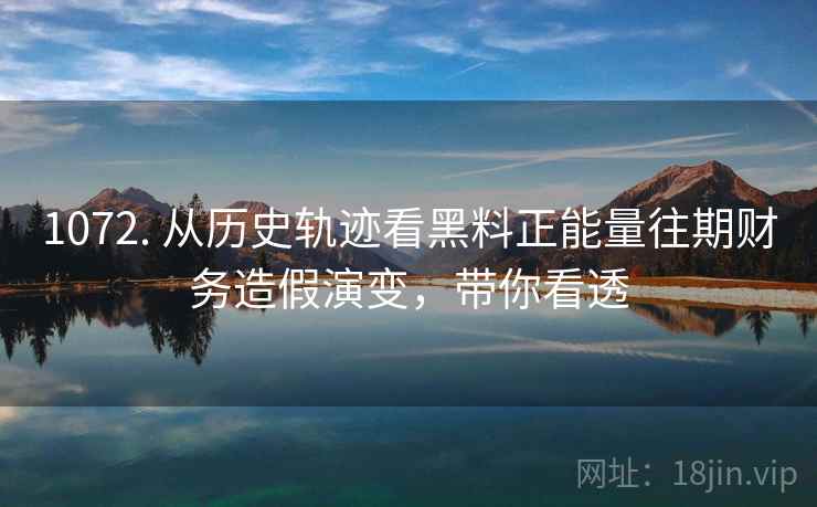 1072. 从历史轨迹看黑料正能量往期财务造假演变，带你看透